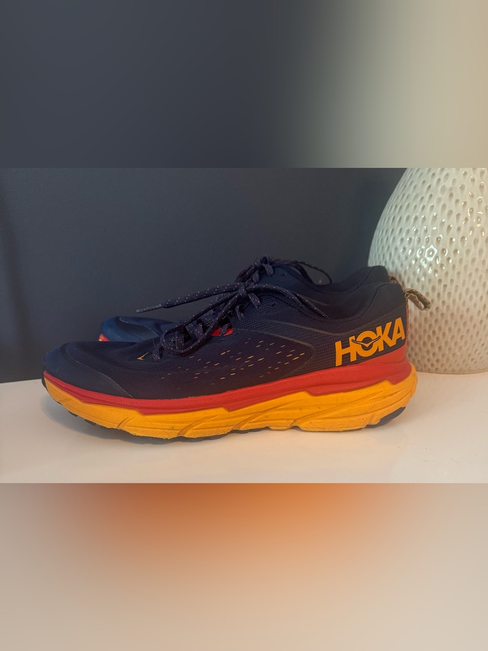 HOKA ONE ONE Challenger ATR 6 Athletic Shoes Sneakers Men's 10.5 Navy Orange Red
